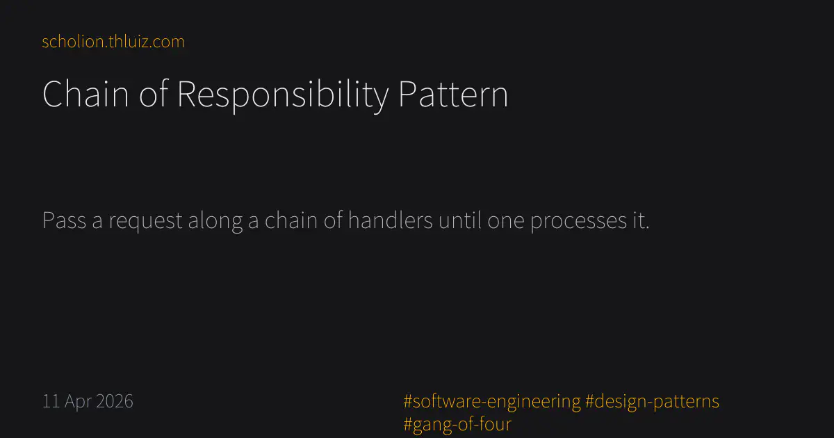 chain of responsibility design pattern python for web... Chain of Responsibility Pattern · Scholion