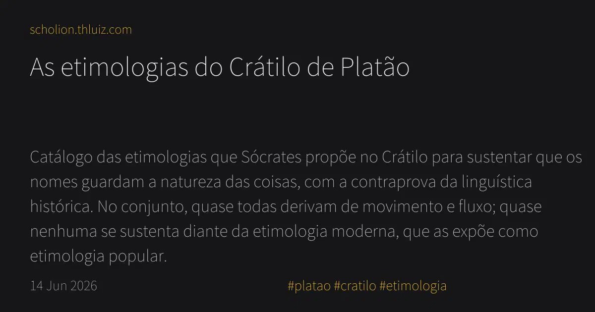 As etimologias do Crátilo de Platão · Scholion