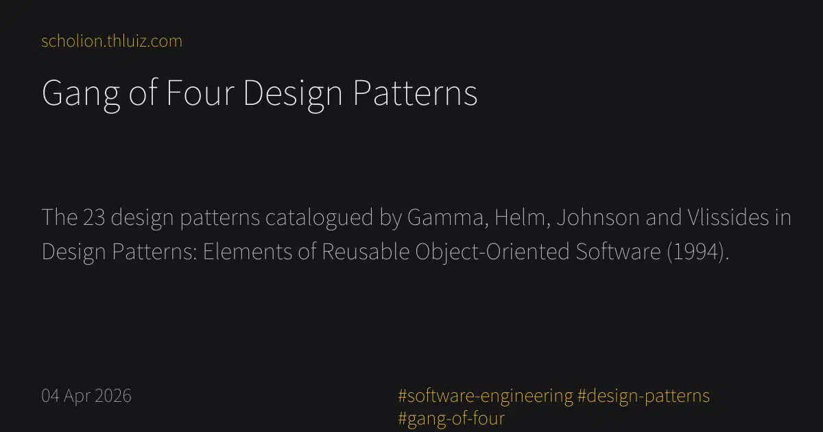 Gang of Four Design Patterns · Scholion